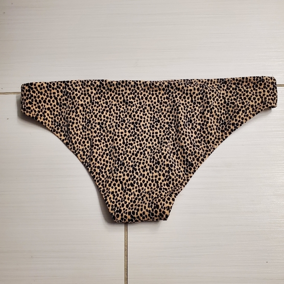 Shade & Shore Padded Push Up Bikini Top 34DD Bottoms M Leopard Print Ribbed Swim - Picture 13 of 16